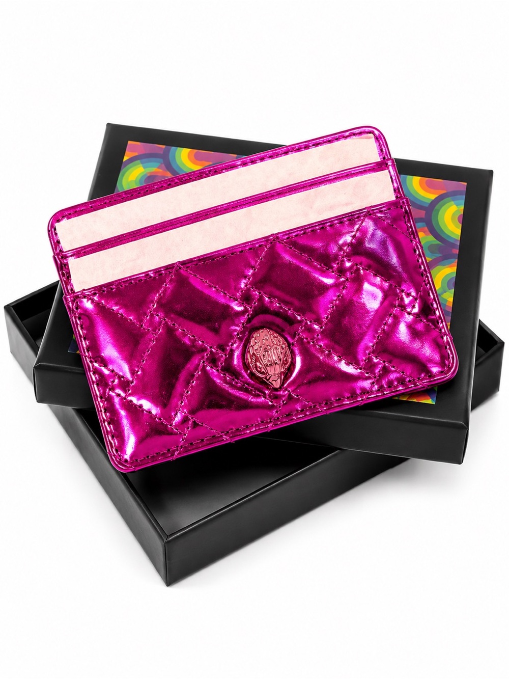 Kurt Geiger Metallic Fuchsia Quilted Card Holder